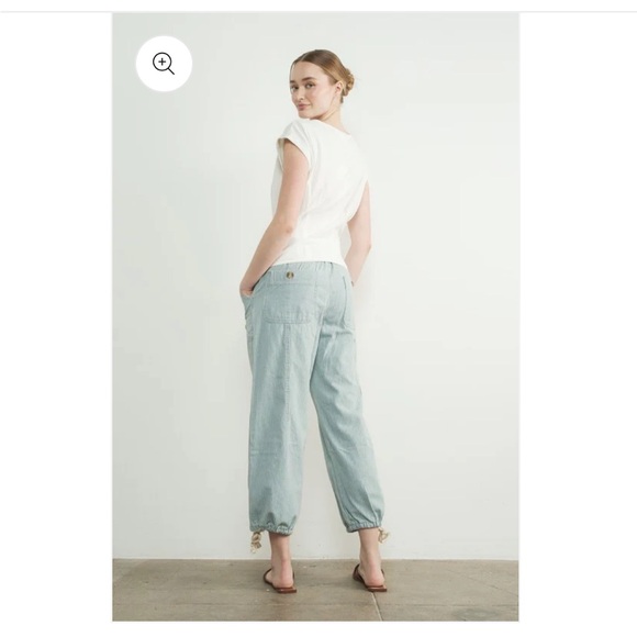 Striped Light Blue Drawstring Pants - Picture 4 of 9